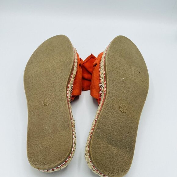 Universal Thread Sandals Womens Size 8.5 Orange Bow Espadrille Flat Comfort - Picture 9 of 12
